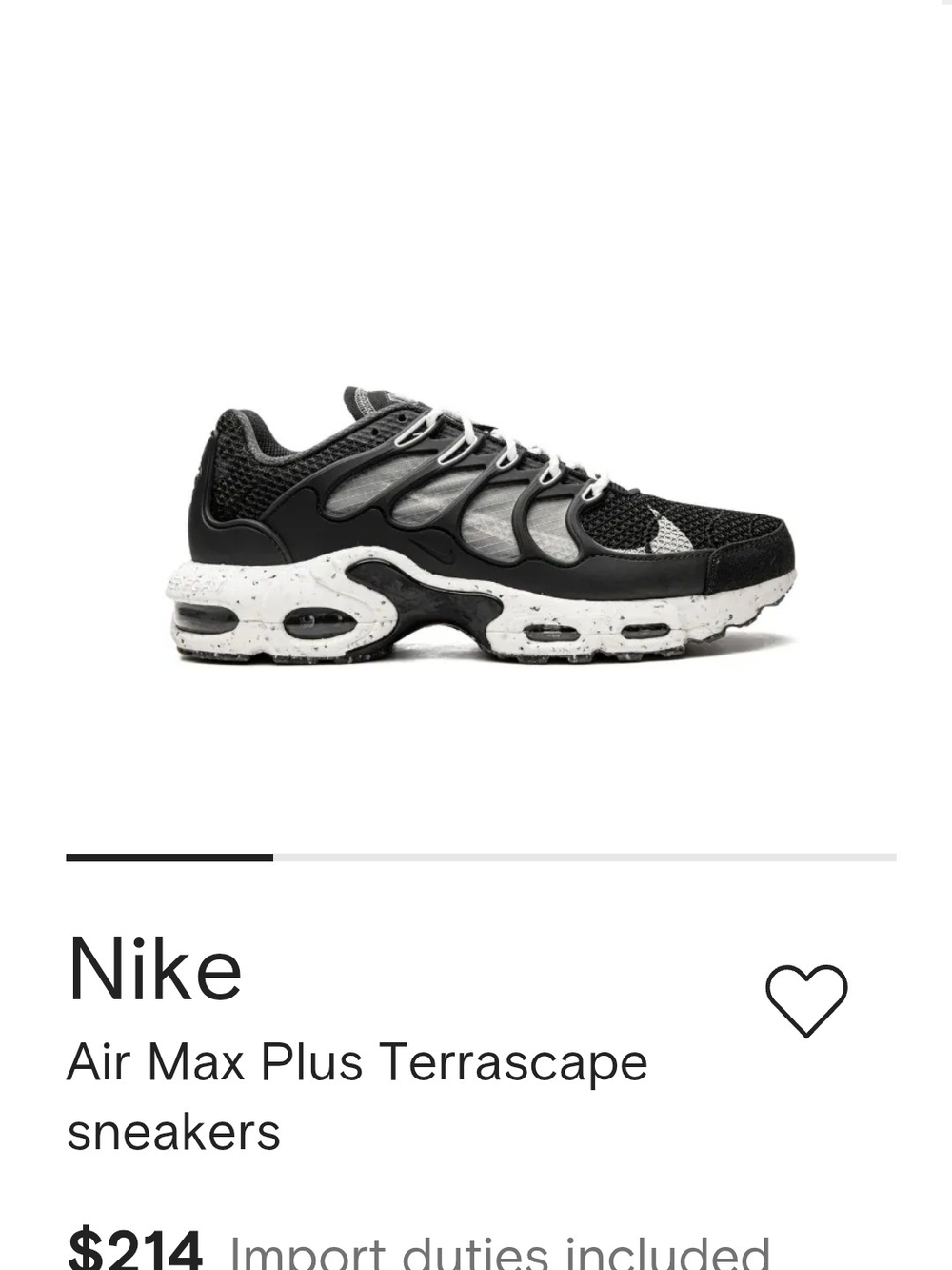 Nike Air Max Plus Terrascape Men's Sneakers - Black/White